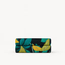 drap plat percale de coton motif feuilles tropicales fond noir