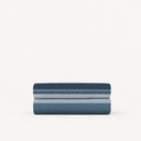 drap plat percale de coton bleu rayures