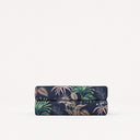drap plat percale de coton motif feuilles tropicales fond marine