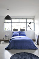 Housse de couette bleu Indigo - Percale de coton 120 fils