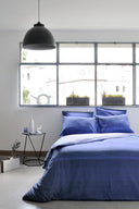 Taies d'oreiller Bleu indigo - Percale de coton 120 fils