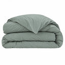 Housse de couette unie vert lichen en percale de coton 80 fils | Julie Lavarière