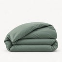Housse de couette en satin de coton vert minéral, en précommande | Julie Lavarière