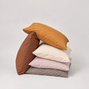 Taies d'oreiller unies safran, chocolat, jaune pâle, rose pâle chic en percale de coton 80 fils | Julie Lavarière